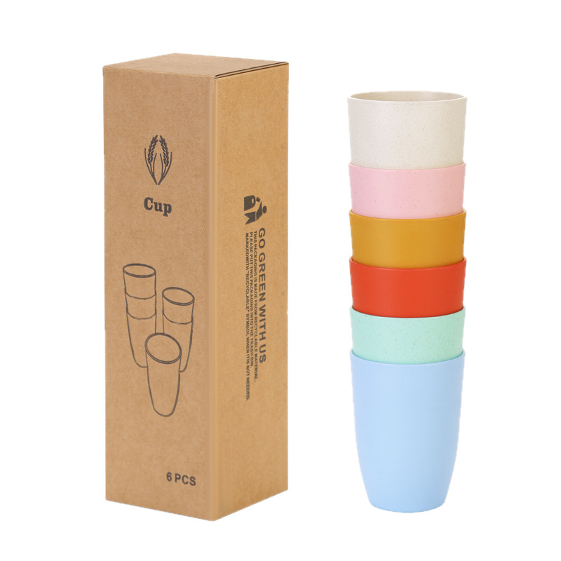 Reusable Straw - Wheat Straw Cups 6pcs Unbreakable Stackable
