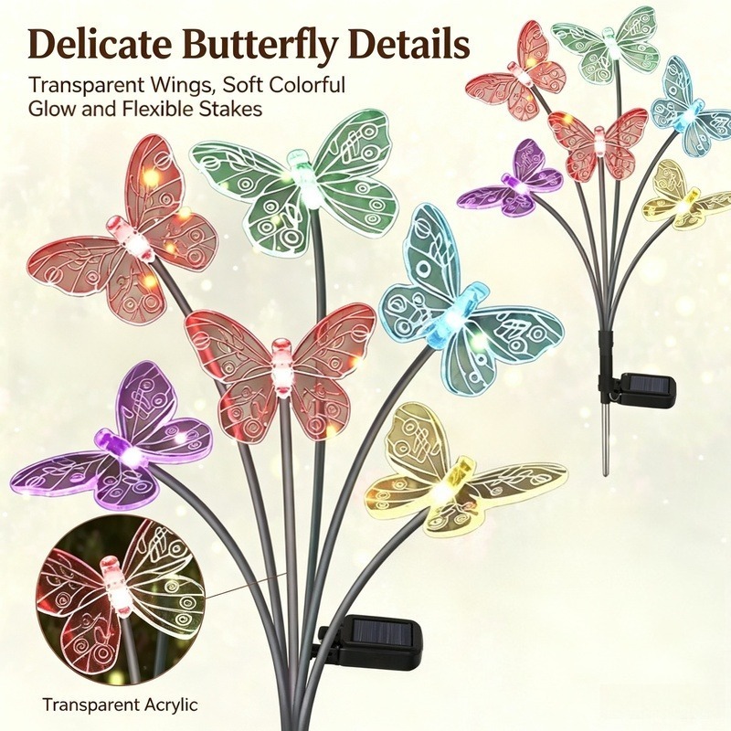 Solar Garden Light - Solar Powered Butterfly Lights, Waterproof LED