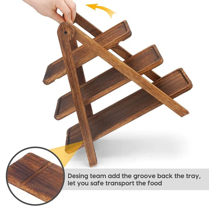 3 Tier Serving Tray Wood Tiere - Bamboo Cutlery 评论和价格
