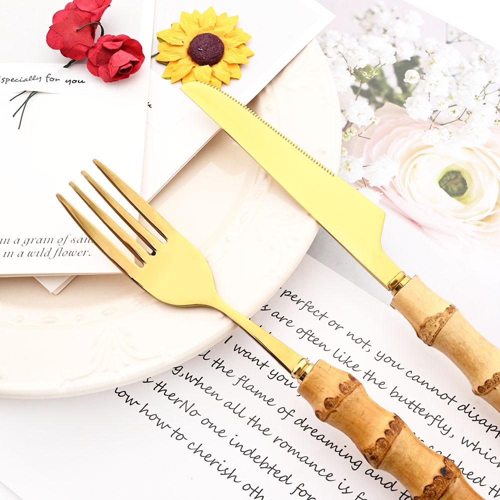 Drmfiy Gold Dinner Fork Cutler - Bamboo Cutlery 评论和价格