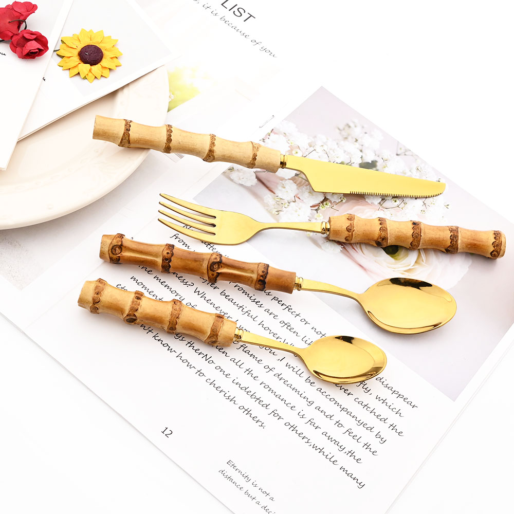 Drmfiy Gold Dinner Fork Cutler - Bamboo Cutlery 评论和价格