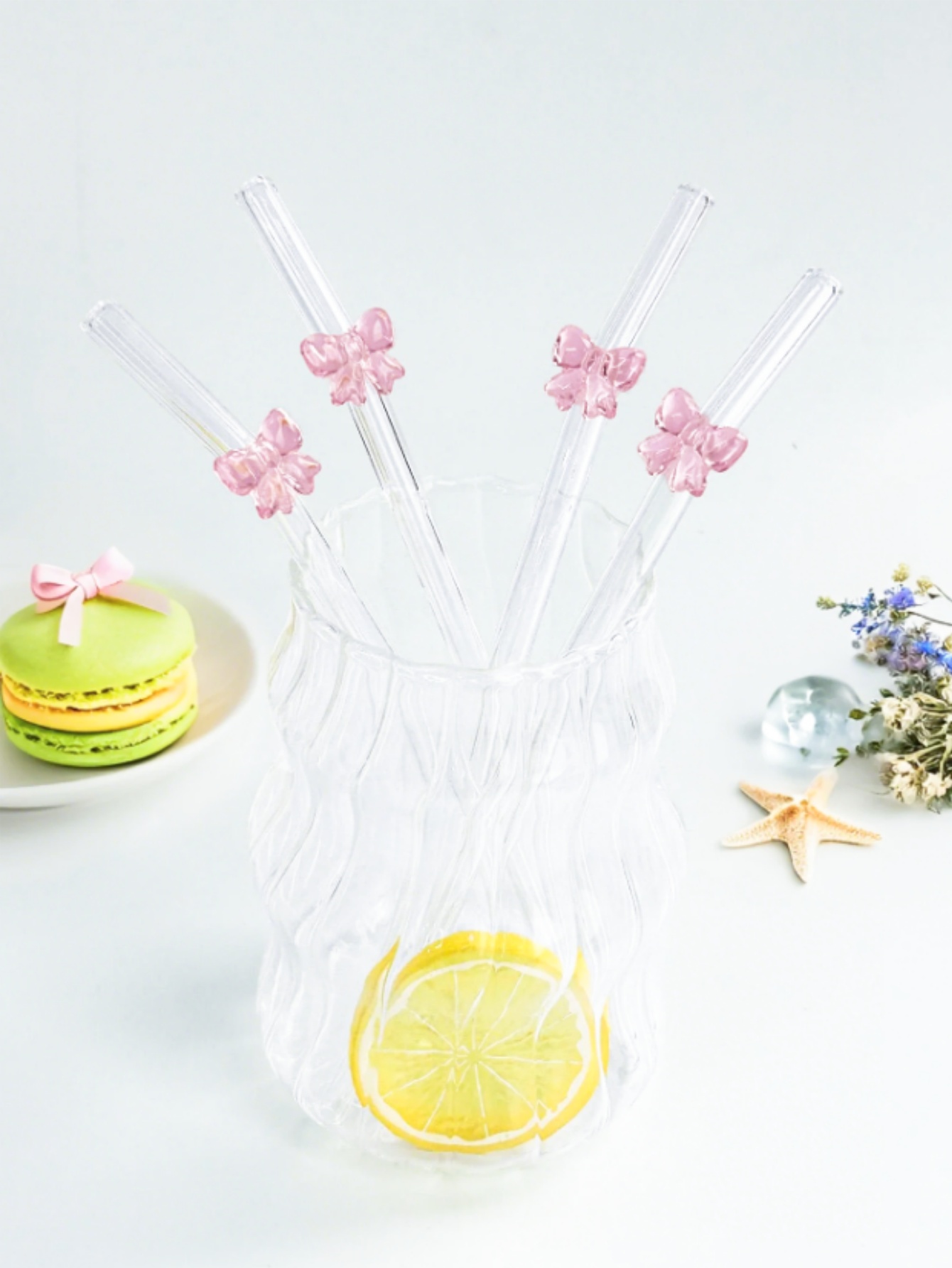 1/6PCS Cute Cartoon Pink Bowkn - Reusable Straw 评论和价格