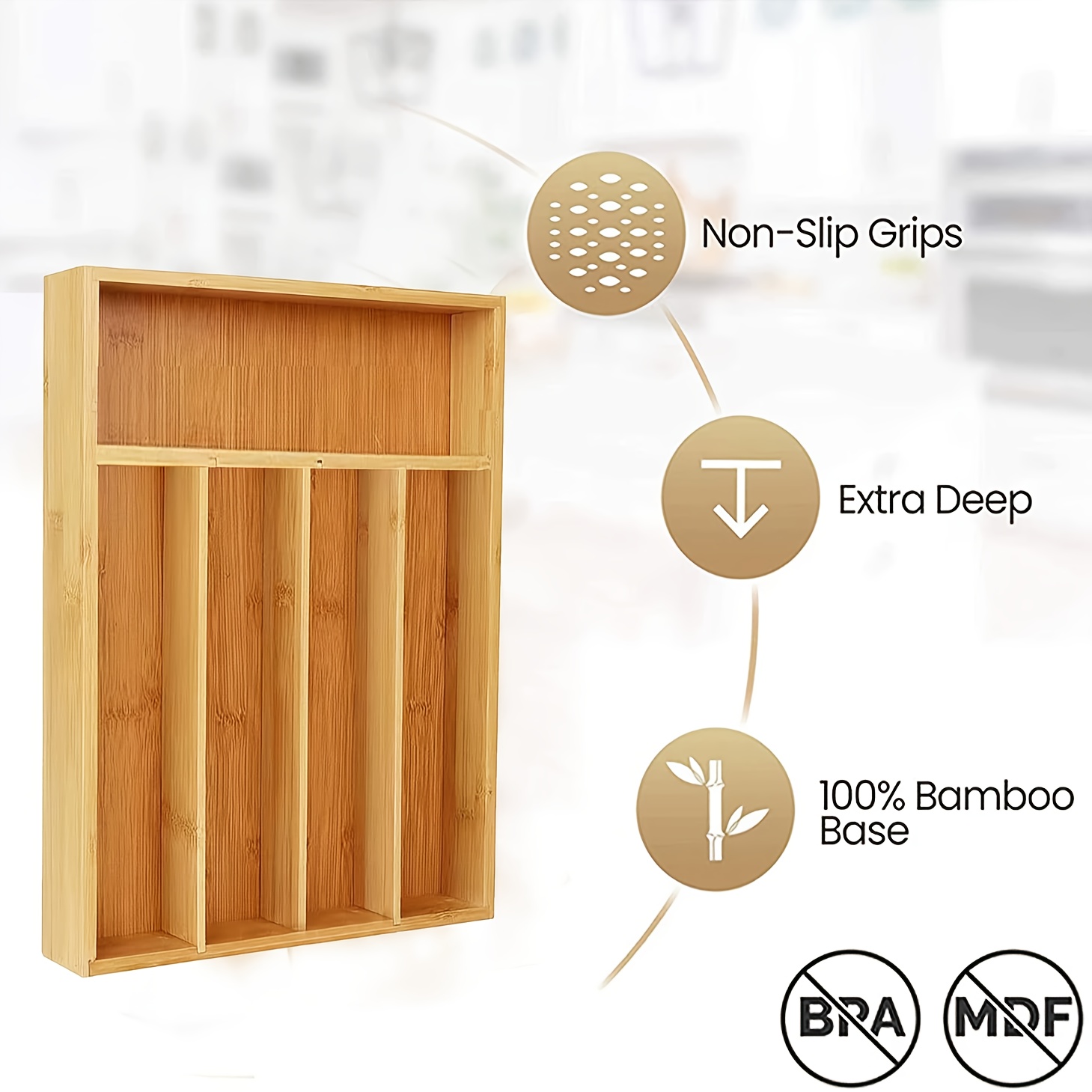 Bamboo Kitchen Drawer Organize - Bamboo Cutlery 评论和价格