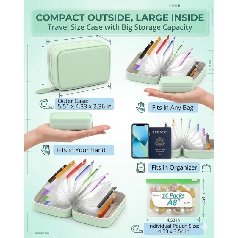 7/14Pouch Weekly Pill Organize - Reusable Bag 评论和价格