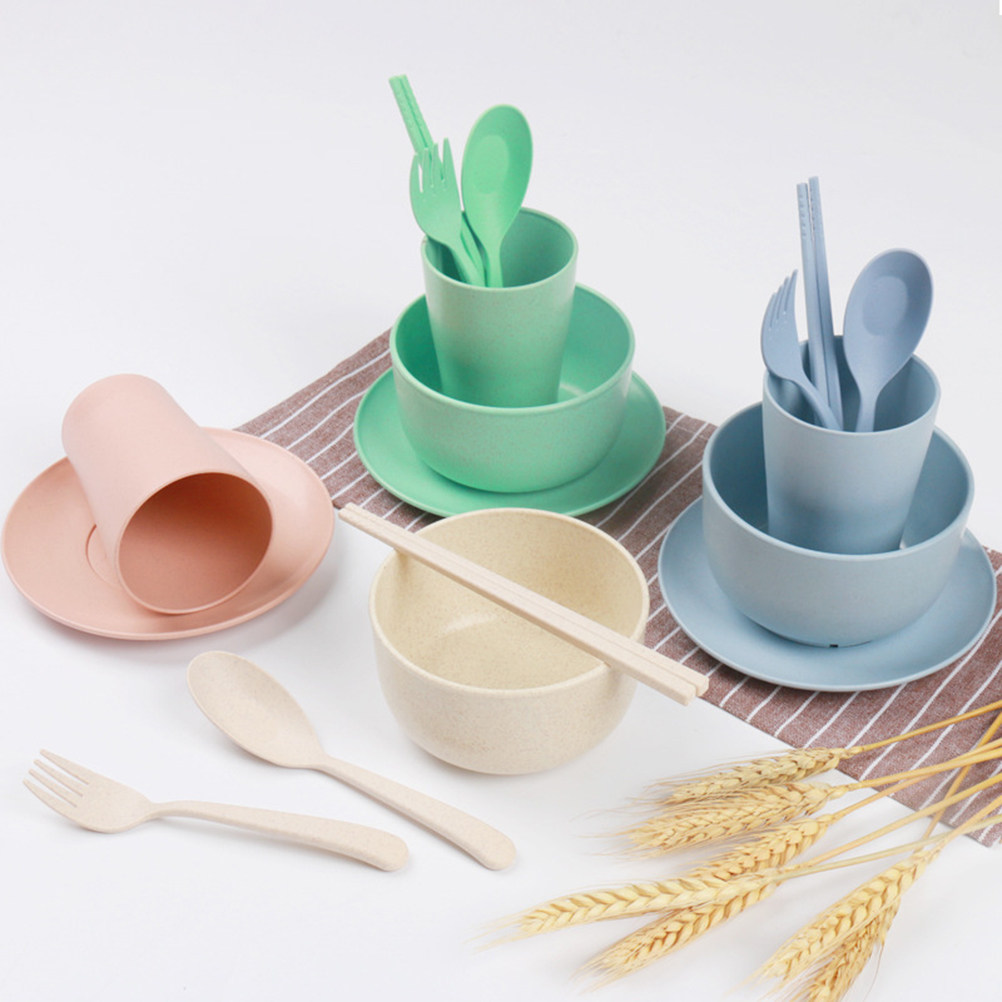 Wheat Straw Dinnerware Set 6 P - Reusable Straw 评论和价格