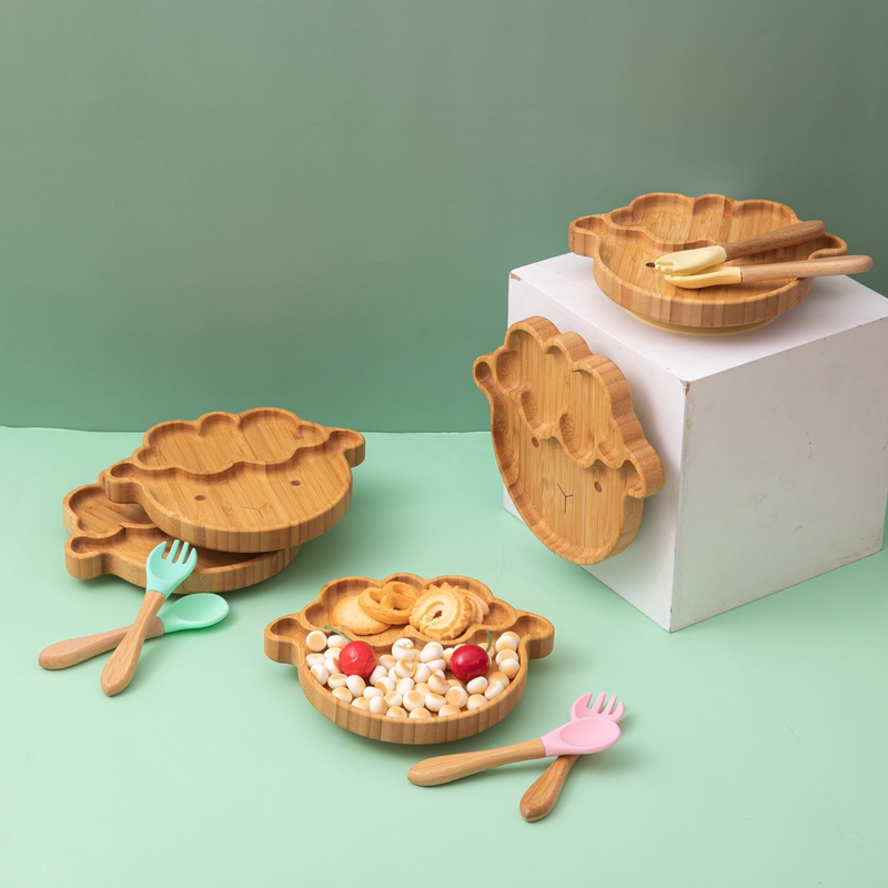 4pcs Children's Tableware Suct - Bamboo Cutlery 评论和价格
