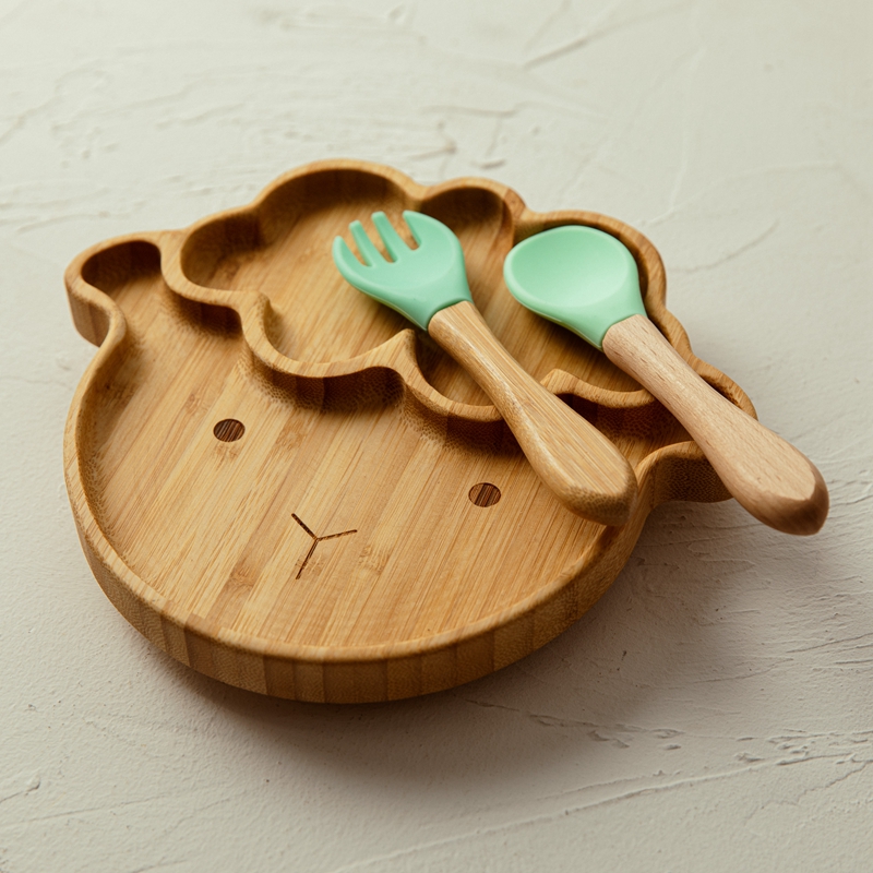 4pcs Children's Tableware Suct - Bamboo Cutlery 评论和价格