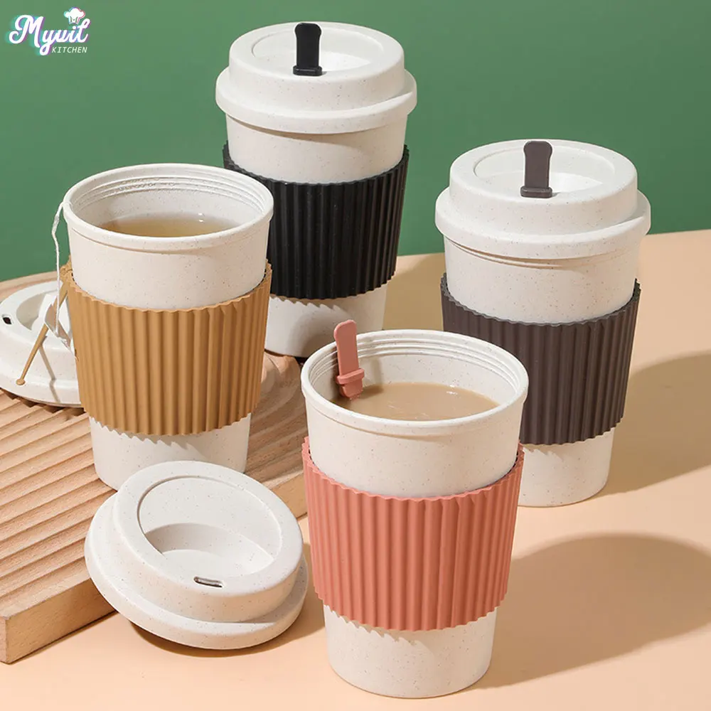 450ML Coffee Cups With Lids Wh - Reusable Straw 评论和价格