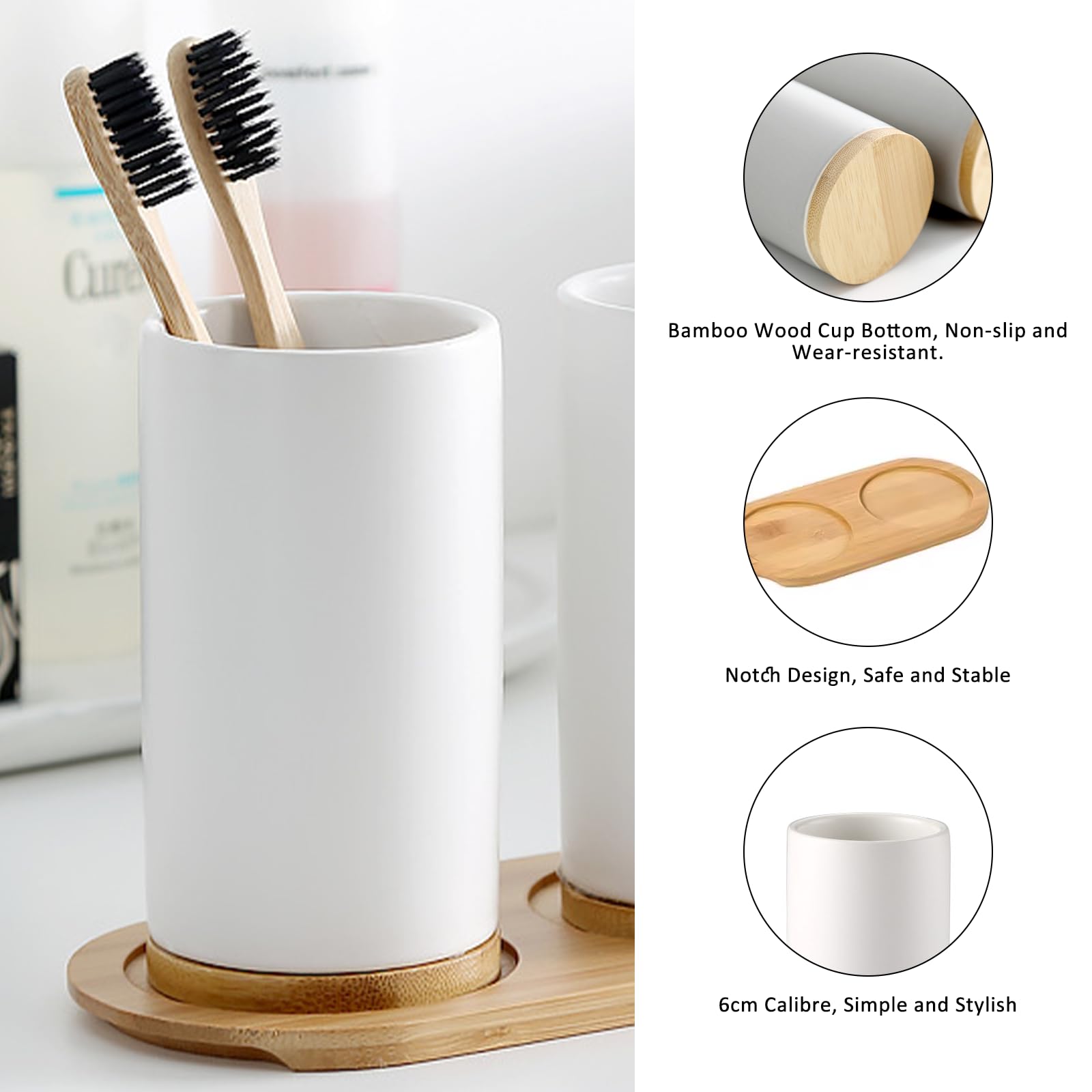 Ceramic Bathroom Set Fine Cera - Bamboo Toothbrush 评论和价格