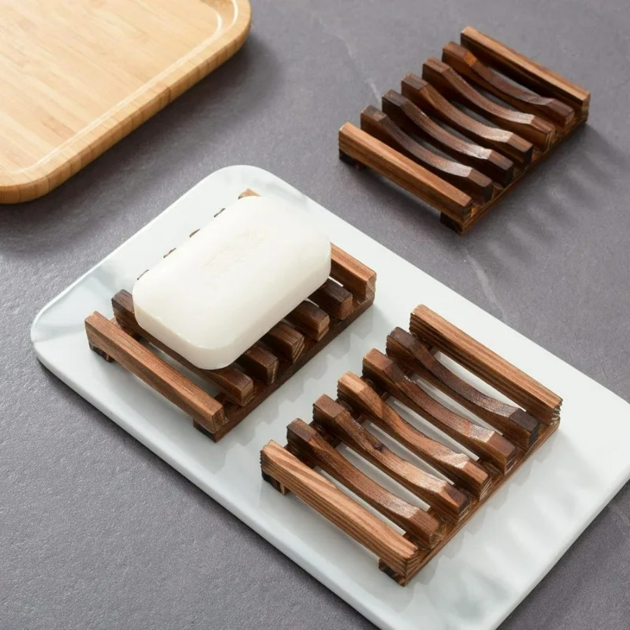 Wooden Soap Dish for Shower Ba - Bamboo Cutlery 评论和价格