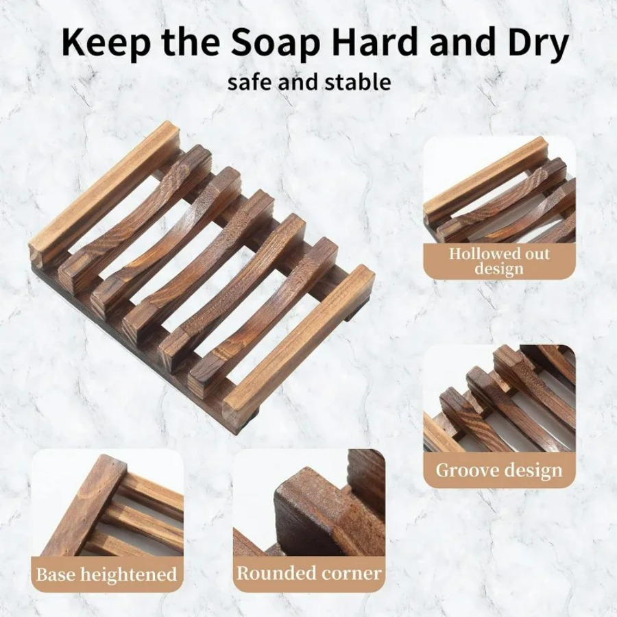 Wooden Soap Dish for Shower Ba - Bamboo Cutlery 评论和价格