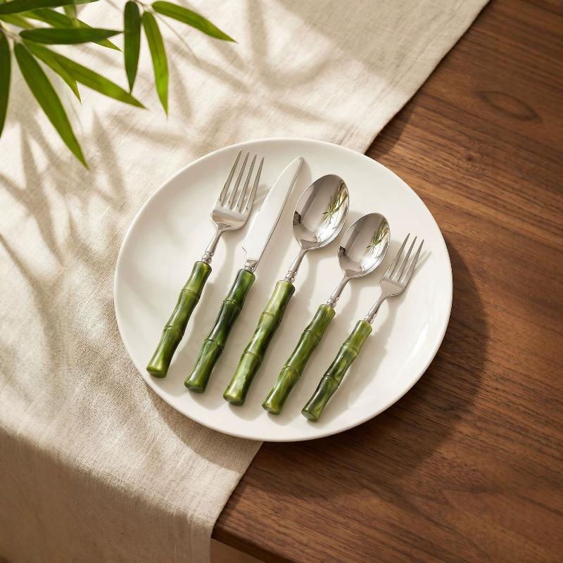 Bamboo Handle Acrylic 304 Stai - Bamboo Cutlery 评论和价格